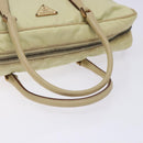 PRADA Hand Bag Nylon Beige Gold Auth 132576-7