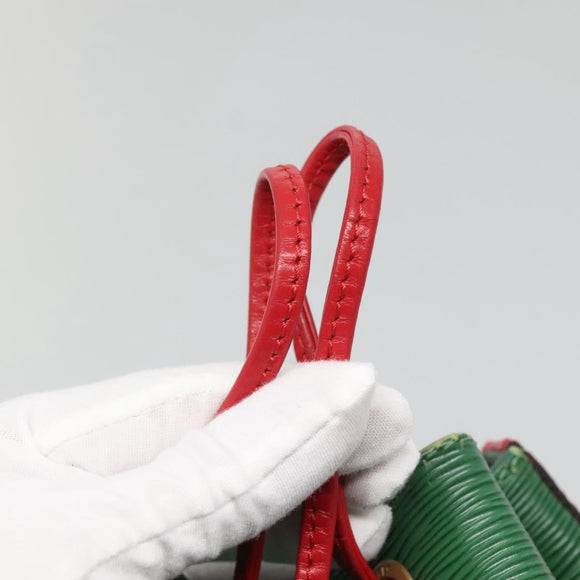 LOUIS VUITTON Epi Petit Noe Schultertasche Bicolor Grün Rot M44147 Auth 132580