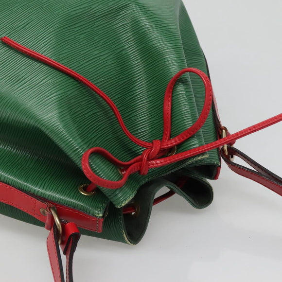 LOUIS VUITTON Epi Petit Noe Schultertasche Bicolor Grün Rot M44147 Auth 132580