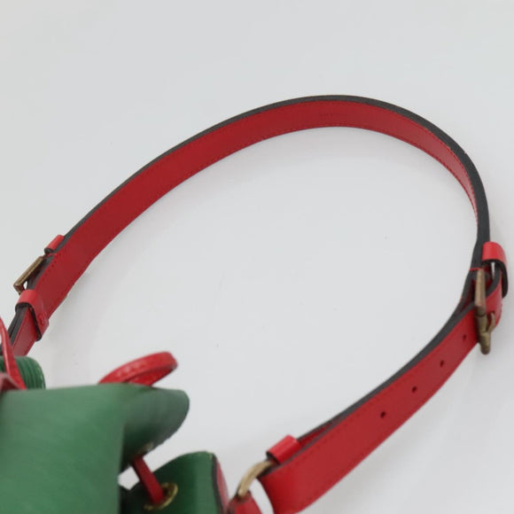 LOUIS VUITTON Epi Petit Noe Schultertasche Bicolor Grün Rot M44147 Auth 132580