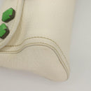PRADA Shoulder Bag Leather White Silver Auth 132616V-12