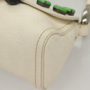 PRADA Shoulder Bag Leather White Silver Auth 132616V-13