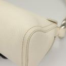 PRADA Shoulder Bag Leather White Silver Auth 132616V-15