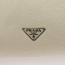 PRADA Shoulder Bag Leather White Silver Auth 132616V-16