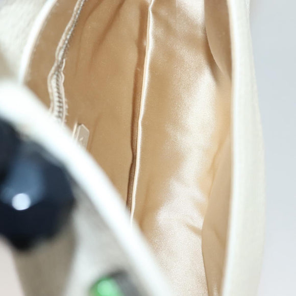 PRADA Shoulder Bag Leather White Silver Auth 132616V