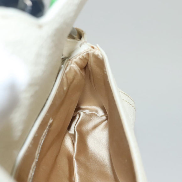 PRADA Shoulder Bag Leather White Silver Auth 132616V