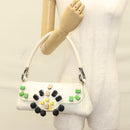 PRADA Shoulder Bag Leather White Silver Auth 132616V-28