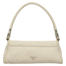 PRADA Shoulder Bag Leather White Silver Auth 132616V-3