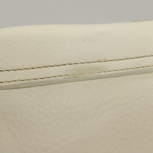 PRADA Shoulder Bag Leather White Silver Auth 132616V