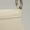 PRADA Shoulder Bag Leather White Silver Auth 132616V-5