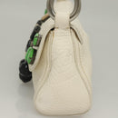 PRADA Shoulder Bag Leather White Silver Auth 132616V-6