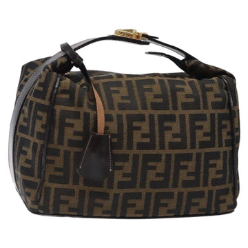 FENDI Zucca Canvas Hand Bag Black Brown Auth 132626