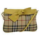BURBERRY Nova Check Shoulder Bag Canvas Beige Gold Auth 132629-1