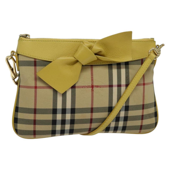 BURBERRY Nova Check Shoulder Bag Canvas Beige Gold Auth 132629