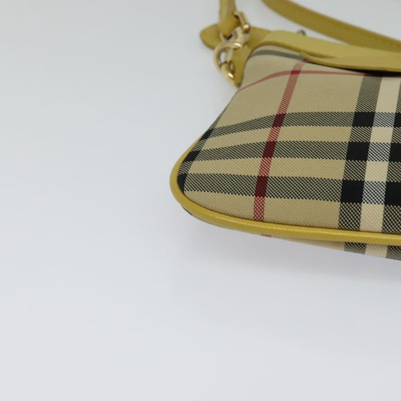 BURBERRY Nova Check Shoulder Bag Canvas Beige Gold Auth 132629