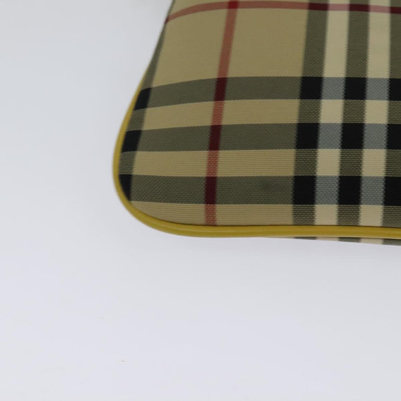 BURBERRY Nova Check Shoulder Bag Canvas Beige Gold Auth 132629