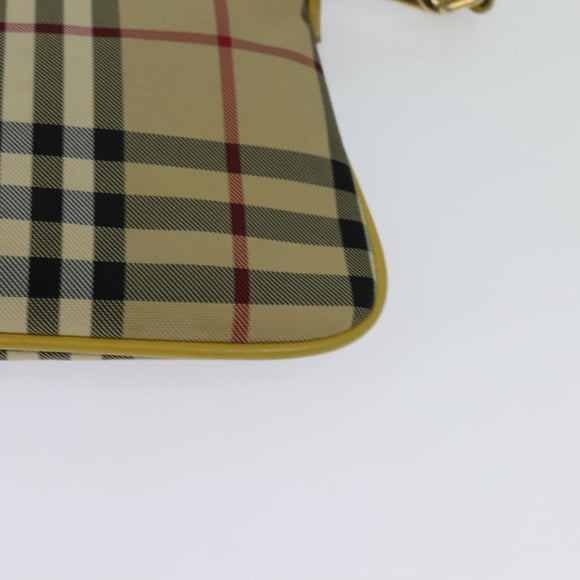 BURBERRY Nova Check Shoulder Bag Canvas Beige Gold Auth 132629