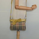 BURBERRY Nova Check Shoulder Bag Canvas Beige Gold Auth 132629-19