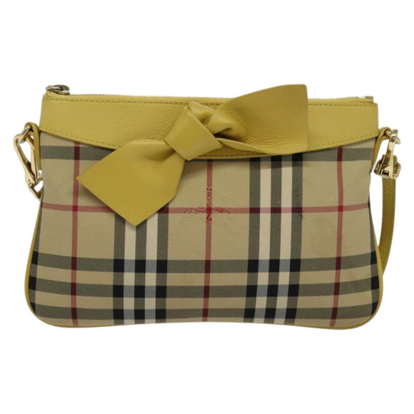 BURBERRY Nova Check Shoulder Bag Canvas Beige Gold Auth 132629