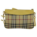 BURBERRY Nova Check Shoulder Bag Canvas Beige Gold Auth 132629-2