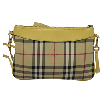 BURBERRY Nova Check Shoulder Bag Canvas Beige Gold Auth 132629 - 0