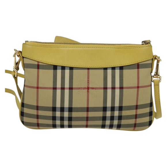 BURBERRY Nova Check Shoulder Bag Canvas Beige Gold Auth 132629