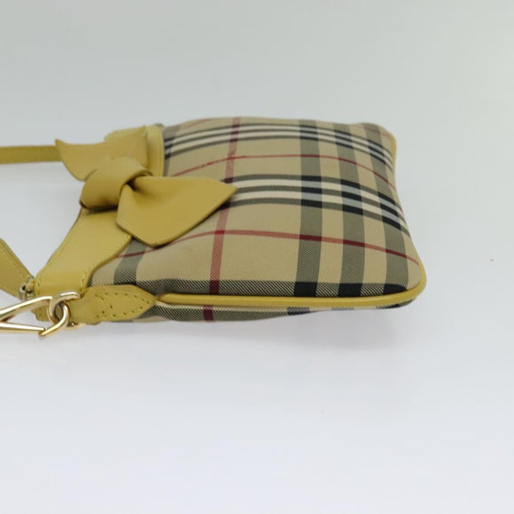 BURBERRY Nova Check Shoulder Bag Canvas Beige Gold Auth 132629