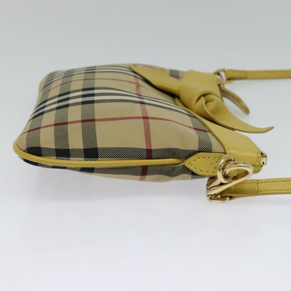 BURBERRY Nova Check Shoulder Bag Canvas Beige Gold Auth 132629