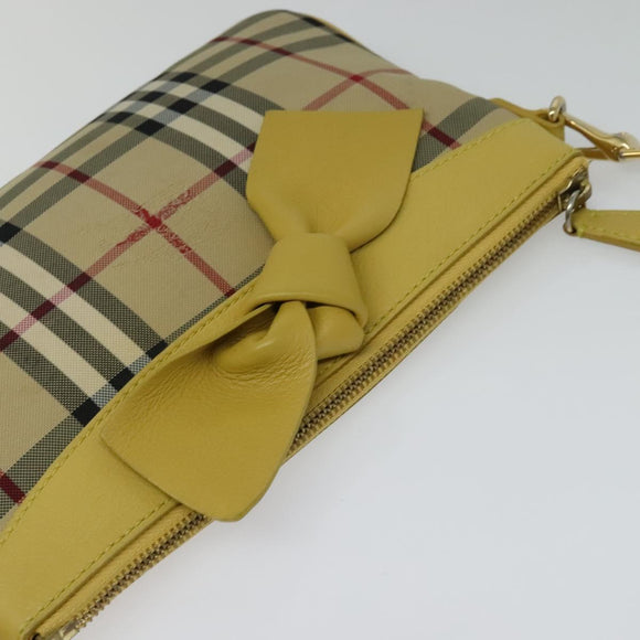 BURBERRY Nova Check Shoulder Bag Canvas Beige Gold Auth 132629