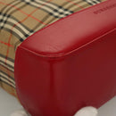 BURBERRY Nova Check Tote Bag Canvas Leather Beige Red gold Auth 132630-10