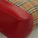 BURBERRY Nova Check Tote Bag Canvas Leather Beige Red gold Auth 132630-11