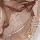 BURBERRY Nova Check Tote Bag Canvas Leather Beige Red gold Auth 132630-15