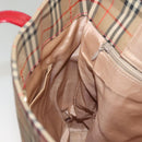 BURBERRY Nova Check Tote Bag Canvas Leather Beige Red gold Auth 132630-17