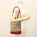 BURBERRY Nova Check Tote Bag Canvas Leather Beige Red gold Auth 132630-20