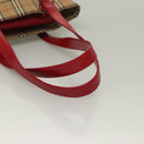 BURBERRY Nova Check Tote Bag Canvas Leather Beige Red gold Auth 132630-7