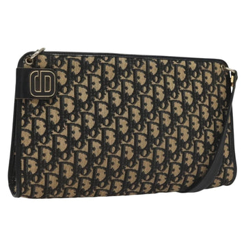 Christian Dior Trotter Canvas Shoulder Bag Navy Gold Auth 132631