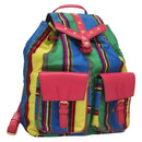 Gianni Versace Backpack Nylon Leather Multicolor Pink gold Auth 132634-1