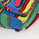 Gianni Versace Backpack Nylon Leather Multicolor Pink gold Auth 132634-16
