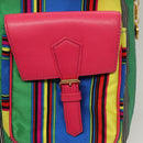 Gianni Versace Backpack Nylon Leather Multicolor Pink gold Auth 132634-21