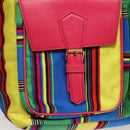 Gianni Versace Backpack Nylon Leather Multicolor Pink gold Auth 132634-22