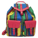 Gianni Versace Backpack Nylon Leather Multicolor Pink gold Auth 132634-13
