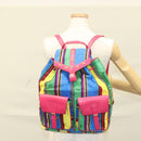 Gianni Versace Backpack Nylon Leather Multicolor Pink gold Auth 132634-29