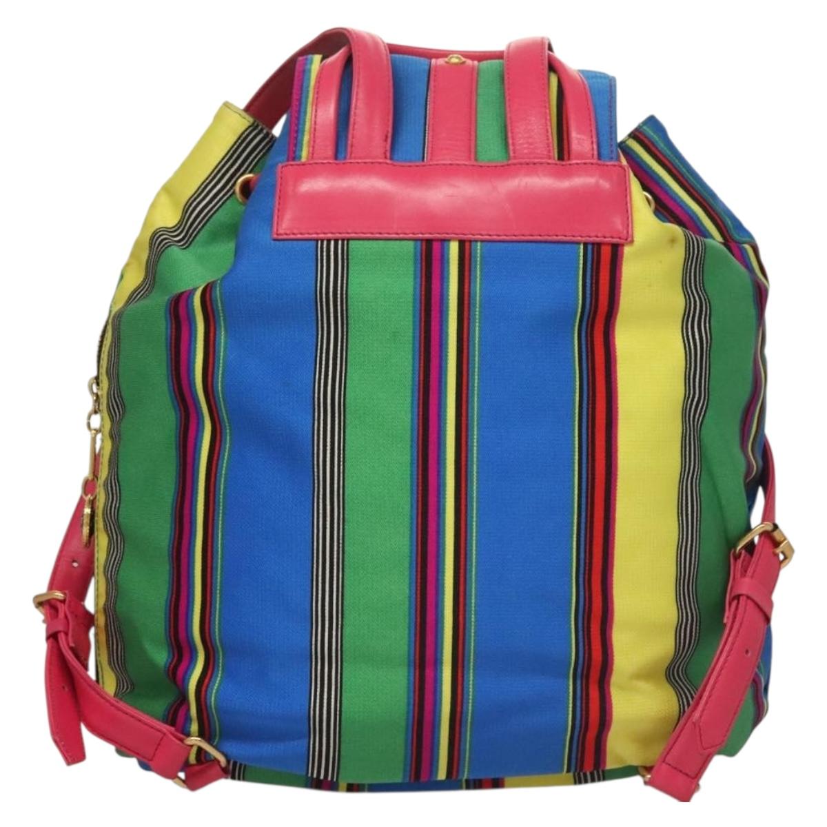 Gianni Versace Backpack Nylon Leather Multicolor Pink gold  display picture 1