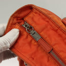 PRADA Tote Bag Nylon Orange Silver Auth 132636-9
