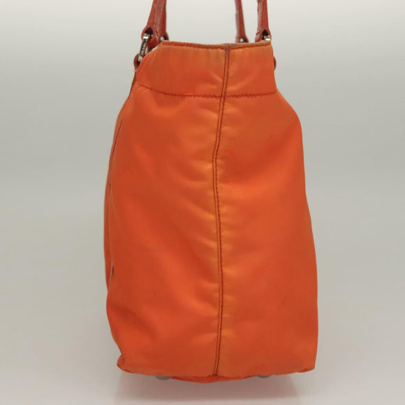 PRADA Tote Bag Nylon Orange Silver Auth 132636