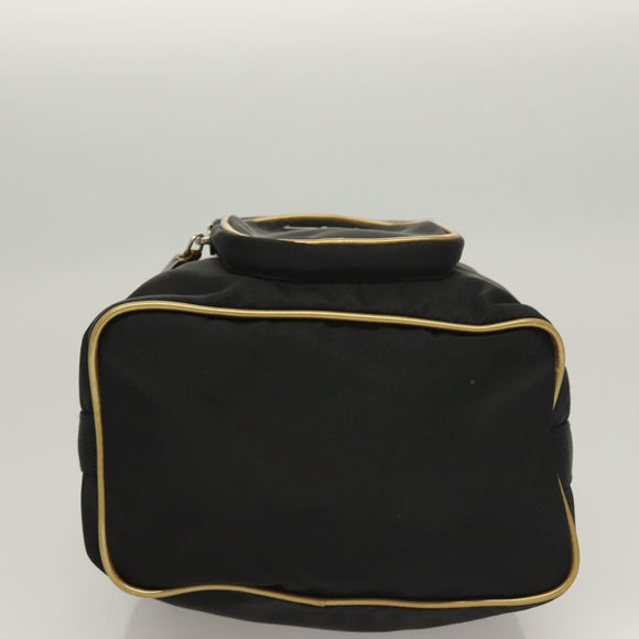 PRADA Hand Bag Nylon Black Gold Auth 132686V