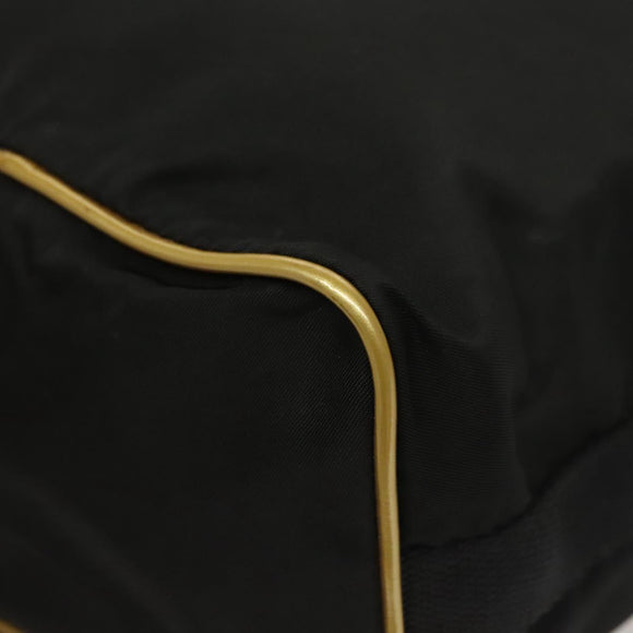PRADA Hand Bag Nylon Black Gold Auth 132686V