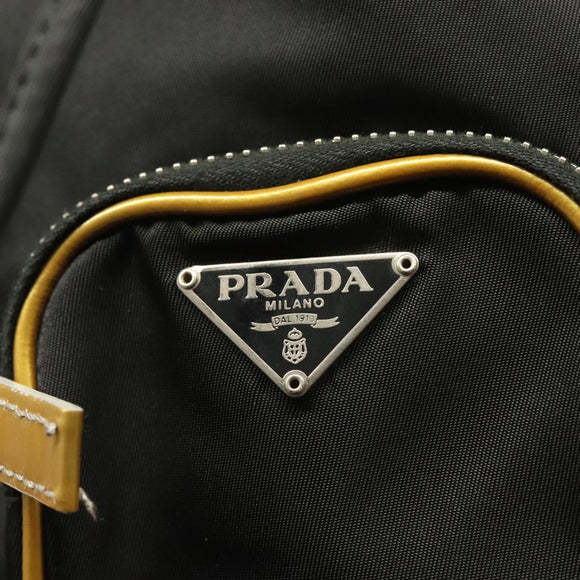 PRADA Hand Bag Nylon Black Gold Auth 132686V