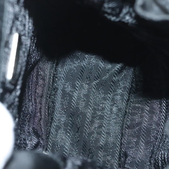 PRADA Hand Bag Nylon Black Gold Auth 132686V