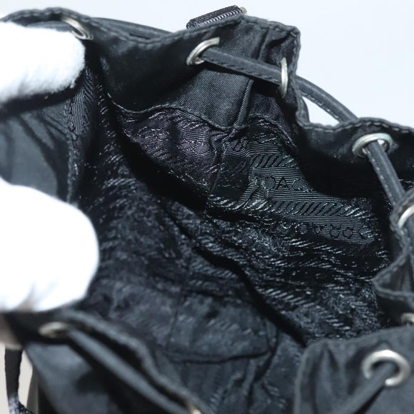 PRADA Hand Bag Nylon Black Gold Auth 132686V
